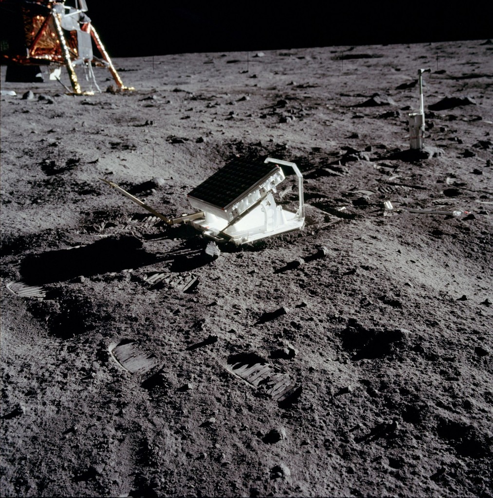 http://en.wikipedia.org/wiki/Lunar_Laser_Ranging_experiment