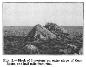 Figure from Gilbert (1896) showing one of the large boulders displaced during the impact.